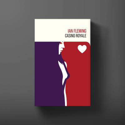 Hardback book cover for Casino Royale by Ian Fleming, designed by Michael Gillette.