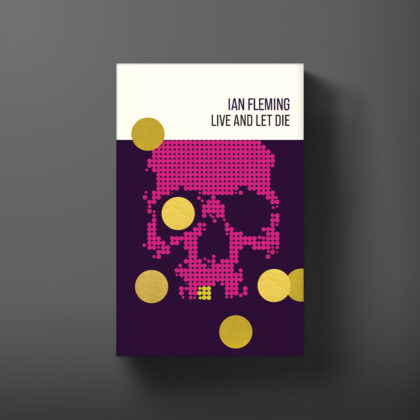 Hardback book cover for Live and Let Die by Ian Fleming, designed by Michael Gillette.