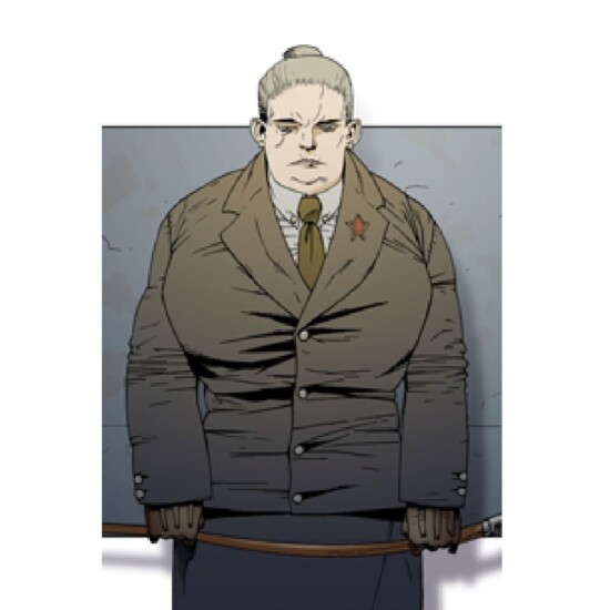Colonel Irina Sedova, codenamed Babushka, is a character from two Young Bond novels. Irina is shown here as a stocky white woman with a full Soviet military uniform and grey blonde hair.