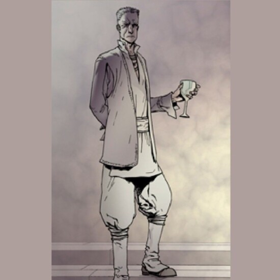 Count Ugo is a character from the Young Bond book series. Ugo is shown here as a tall thin white skinned man with pale hair and pantaloon trousers.