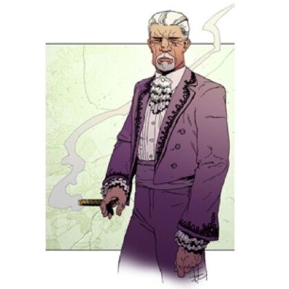 El Huracan is a character in Hurricane Gold, the Young Bond book. El Huracán is shown here as a white haired man with a white goatee beard and a purple suit.