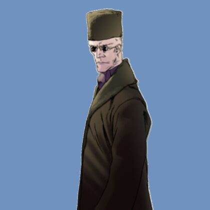 Graf von Schlick is a character in the Charlie Higson novel By Royal Command. Graf is shown here as a white man with dark glasses and a tall hat.