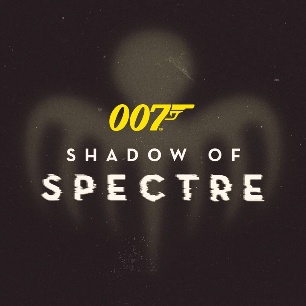 Design showing the title of the Hidden City x James Bond game on a black background - 007 Shadow of SPECTRE
