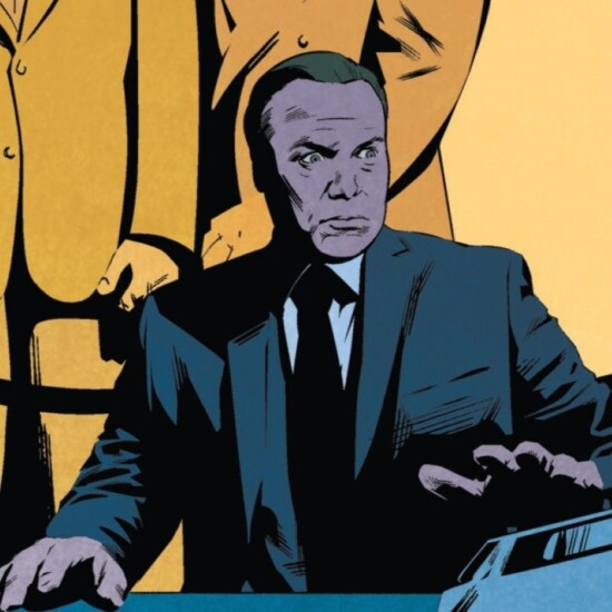 Illustration of Le Chiffre, a character from Ian Fleming's Casino Royale novel. The image shows Le Chiffre in a casino setting as a white man in a suit.