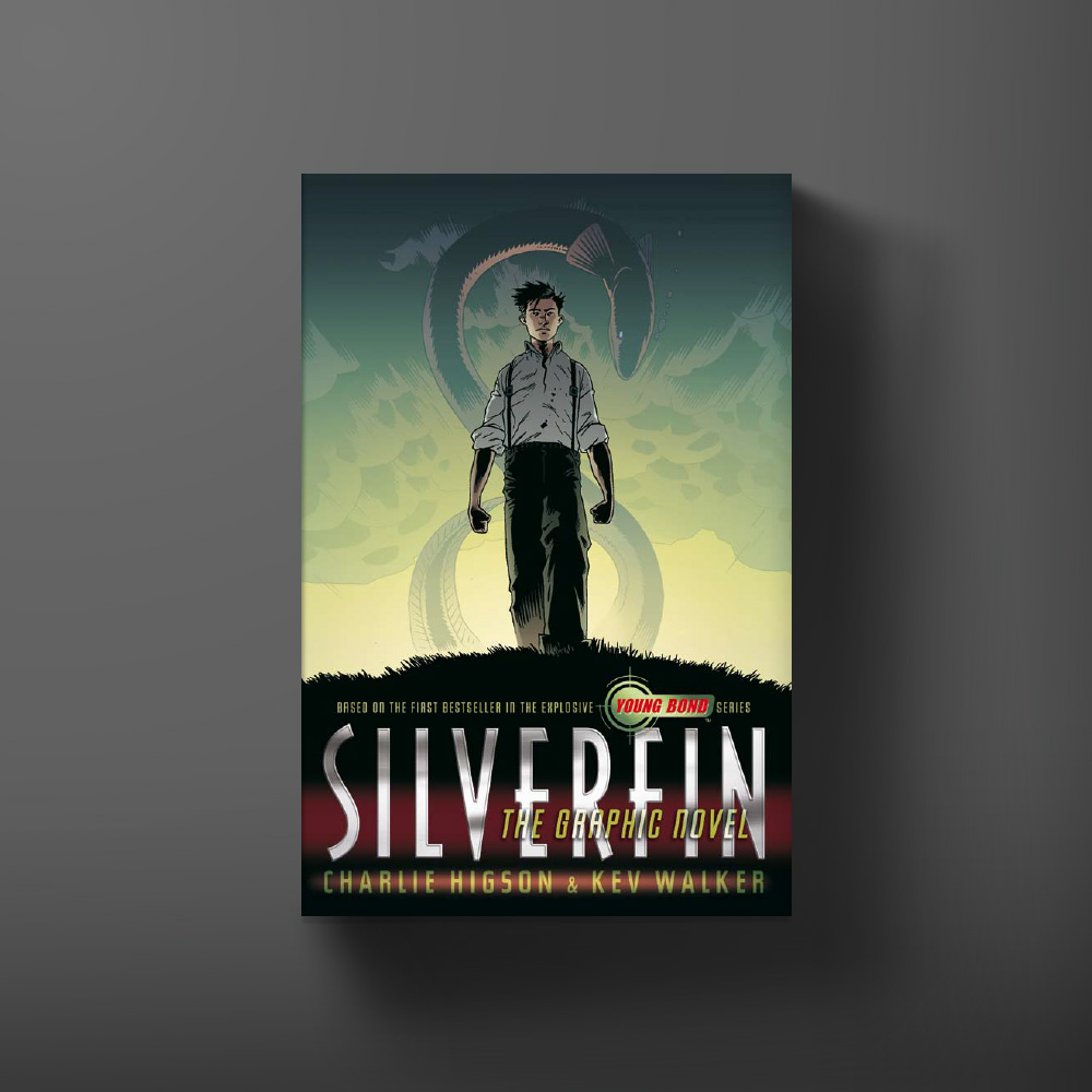 Book cover for the SilverFin graphic novel, a Young Bond book by Charlie Higson, illustrated by Kev Walker.