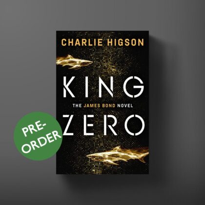 Book cover for King Zero by Charlie Higson with a green pre-order sticker.