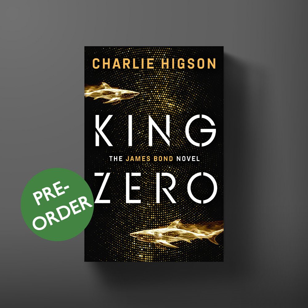 Book cover for King Zero by Charlie Higson with a green pre-order sticker.